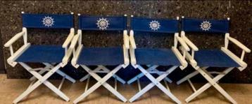 Set 4 maritieme director chairs – hout & canvas – beschikbaar voor biedingen
