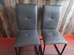 2 leatherlook  stoeltjes   modern grijs met zwart staal, Huis en Inrichting, Stoelen, Grijs, Zo goed als nieuw, Ophalen