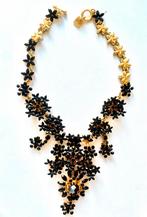 Exclusieve Otazu ketting – goud met zwarte edelsteen bloemen, Sieraden, Tassen en Uiterlijk, Ophalen of Verzenden, Zo goed als nieuw
