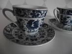 vintage blauw wit porselein kop en schotel HAAN 1950 p stuk, Ophalen of Verzenden