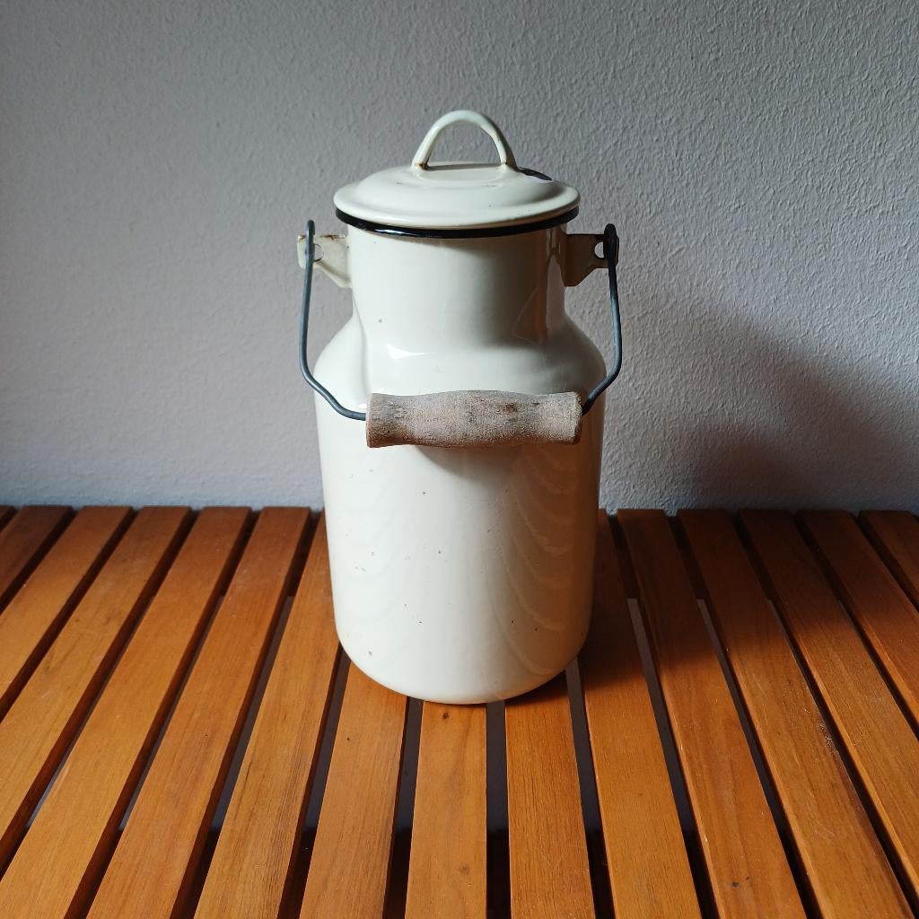 Crème witte emaille melkbus, Ophalen of Verzenden