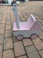 Houten Poppenwagen Roze/Wit, Ophalen of Verzenden, Gebruikt, Overige typen, Met wieltjes