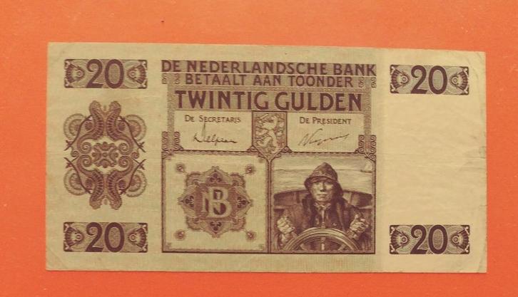 Bankbiljet 20 gulden 1931, Stuurman, cat. PL50.b2 / 57-1b, Postzegels en Munten, Bankbiljetten | Nederland, Los biljet, Verzenden