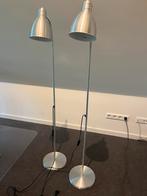 2 aluminium vloerlampen, Huis en Inrichting, Lampen | Vloerlampen, Ophalen, Gebruikt, Metaal, 100 tot 150 cm