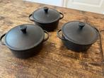 Keuken - mini cocottes, pannetjes van gietijzer zwart, Huis en Inrichting, Keuken | Potten en Pannen, Ophalen of Verzenden, Zo goed als nieuw
