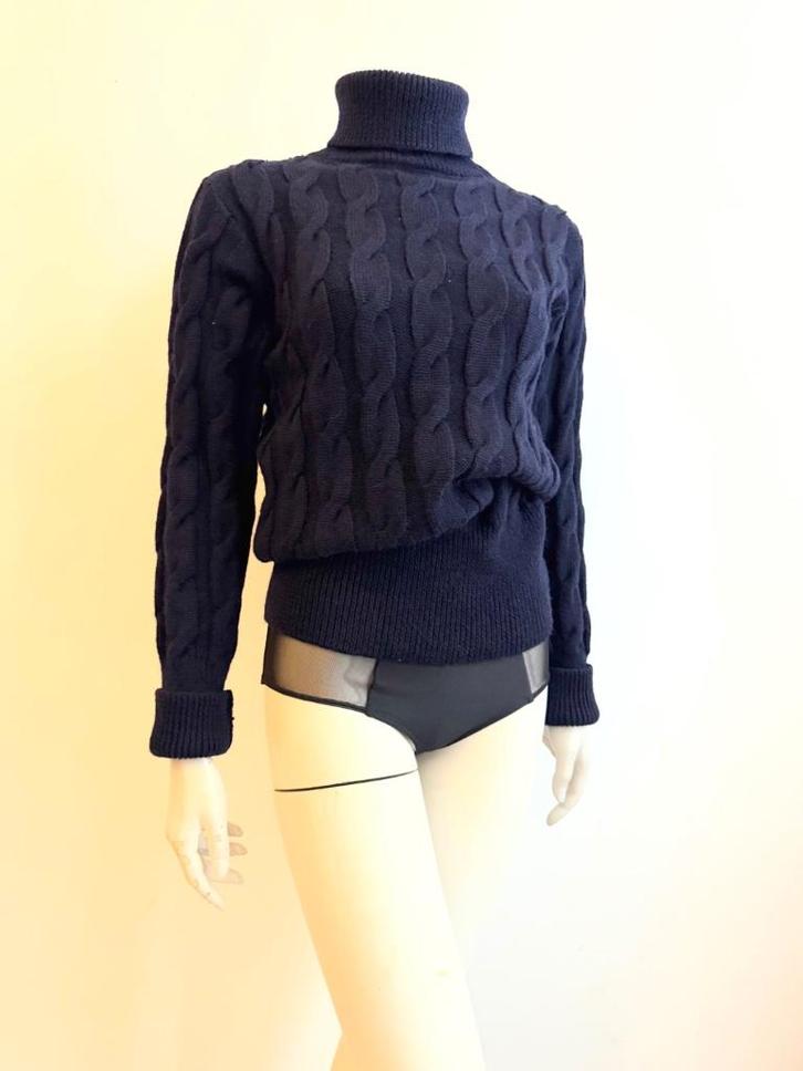 The convoy 100% wollen trui kabel donkerblauw 38, Kleding | Dames, Truien en Vesten, Zo goed als nieuw, Maat 38/40 (M), Blauw