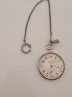 Antiek zilveren Chronometre zakhorloge met ketting, Overige merken, Zakhorloge, Ophalen of Verzenden, Met ketting