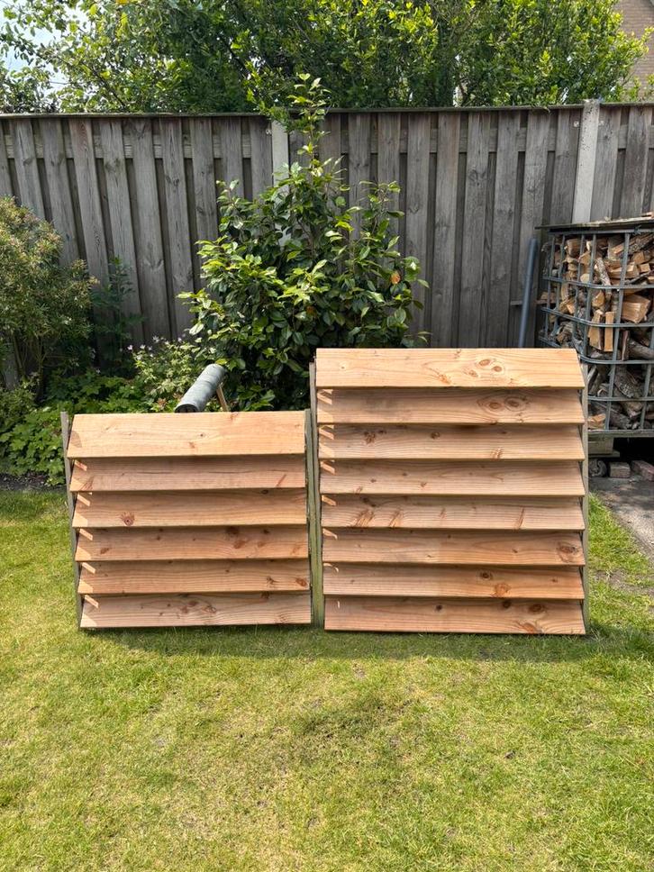 Draaibare lamellen tuin overkapping schutting RVS douglas, Tuin en Terras, Schuttingen, Nieuw, Hout, 1 tot 2 meter, Minder dan 3 meter