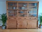teakhouten vitrine kast, Ophalen, 200 cm of meer, Glas, Koloniaal