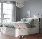 Ikea brimnes met lades wit 160x200 plus matras, Wit, Tweepersoons, Ophalen of Verzenden, Zo goed als nieuw