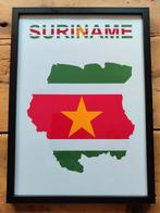 Suriname landkaart poster in zwarte lijst, Verzamelen, Ophalen of Verzenden, Nieuw, A4 of kleiner, Rechthoekig Staand