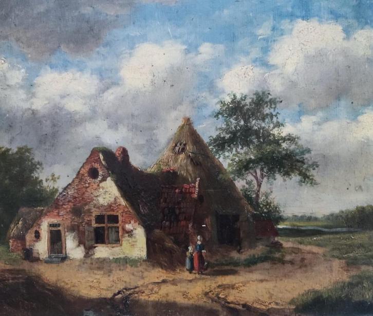 H.D. Kruseman van Elten (1829-1904) - Gezicht op boerderij, Antiek en Kunst, Kunst | Schilderijen | Klassiek, Ophalen of Verzenden