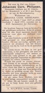 Philipsen Johannes 1849 Goirle 1931, Verzamelen, Ophalen of Verzenden, Bidprentje