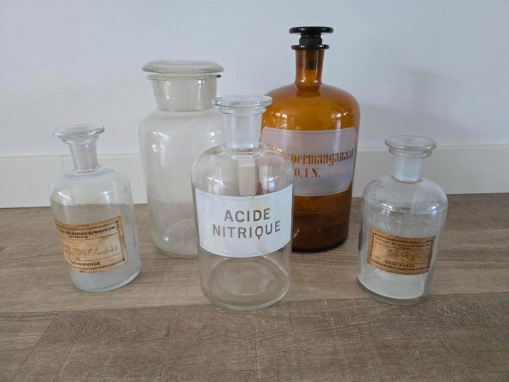 5 zeer zeldzame grote antieke Scheikunde Flessen €99, Antiek en Kunst, Antiek | Glas en Kristal, Ophalen of Verzenden