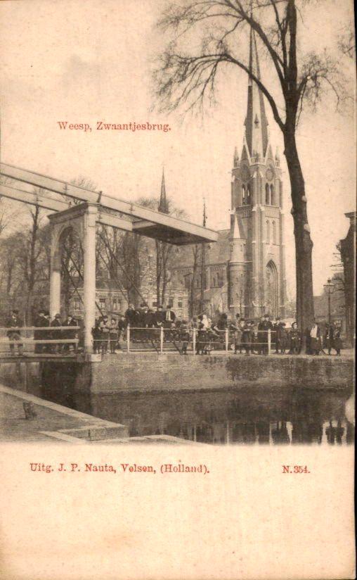 Weesp - Zwaantjesbrug, Verzamelen, Ansichtkaarten | Nederland, Ongelopen, Noord-Holland, Voor 1920, Ophalen of Verzenden