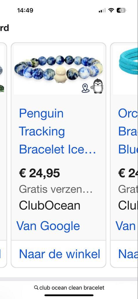 Pinguïn Tracking Armband, Sieraden, Tassen en Uiterlijk, Armbanden, Nieuw, Elastiek, Overige kleuren, Met bedels of kralen, Ophalen of Verzenden