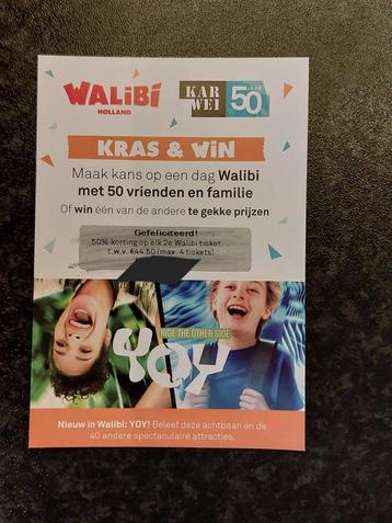 GRATIS: Kortingskaart voor 2e Walibi ticket 50% korting beschikbaar voor biedingen