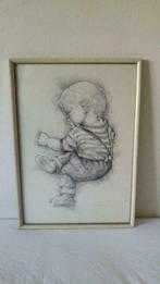 Mooie potloodtekening van een slapend jongetje., Ophalen