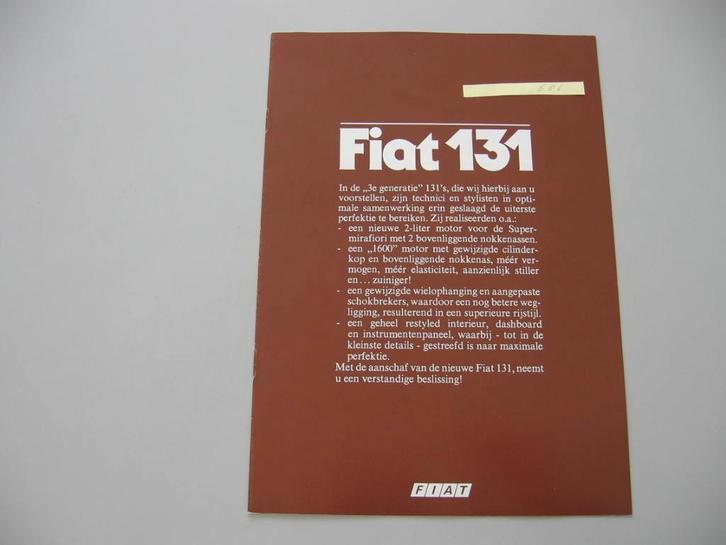 FT 686 FIAT 131. 1982. folder, Boeken, Auto's | Folders en Tijdschriften, Zo goed als nieuw, Overige merken, Ophalen of Verzenden