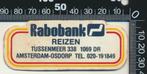 Sticker: Rabobank Reizen - Amsterdam Osdorp, Verzamelen, Ophalen of Verzenden, Zo goed als nieuw, Bedrijf of Vereniging