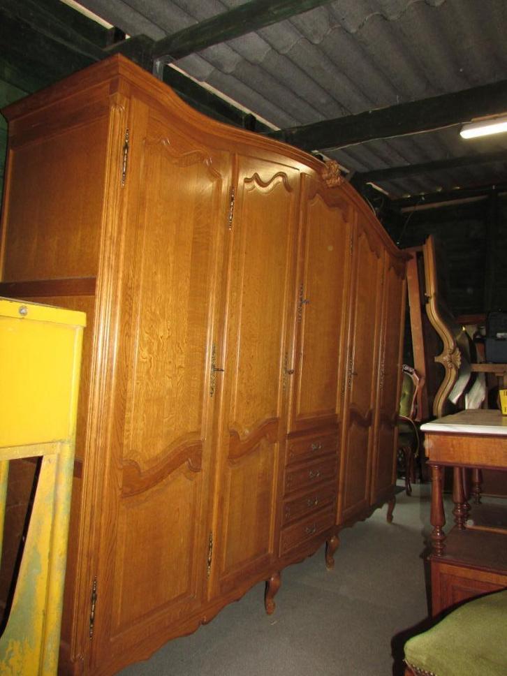 Barok eiken 5 deurs linnenkast kleerkast queen anne stijl, Huis en Inrichting, Kasten | Kledingkasten, Zo goed als nieuw, 200 cm of meer