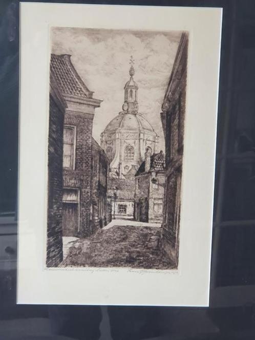 Ets Frans IJserinkhuijsen - Vrouwenkerksteeg Leiden (1892-19, Antiek en Kunst, Kunst | Etsen en Gravures, Ophalen