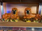 Twee vintage porseleinen leeuwen beelden, Antiek en Kunst, Ophalen of Verzenden