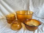 Vintage amberkleurige schalenset Arcoroc Sierra, Ophalen of Verzenden, Overige stijlen, Glas, Schaal of Schalen