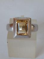 zilveren RING maat 17,25 bezet met baguette geslepen Citrien, Sieraden, Tassen en Uiterlijk, Ringen, Ophalen of Verzenden, Zo goed als nieuw