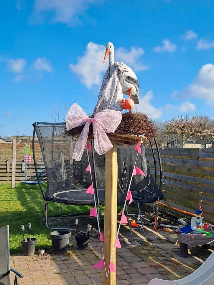 Geboorte ooievaar te huur  na 28 november weer beschikbaar, Kinderen en Baby's, Kraamcadeaus en Geboorteborden, Zo goed als nieuw