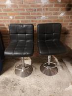 Leren barstoelen(2x), Huis en Inrichting, Barkrukken, Ophalen, Gebruikt, 60 tot 90 cm, Met voetsteun