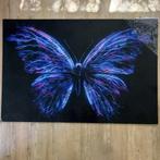 Groot acrylglasschilderij vlinder in neonkleuren 150x100 cm, Oorspronkelijke maker, Nieuw, 125 cm of meer, Ophalen of Verzenden