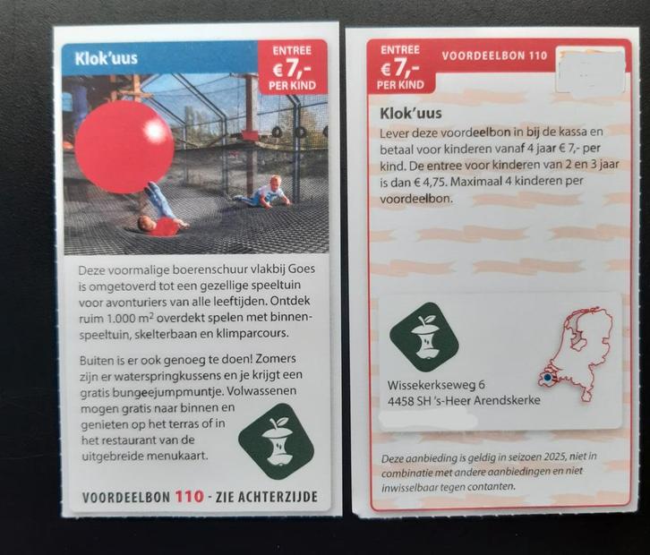 Klok'uus, entree €7,00 per kind, Tickets en Kaartjes, Kortingen en Cadeaubonnen, Drie personen of meer, Kortingsbon