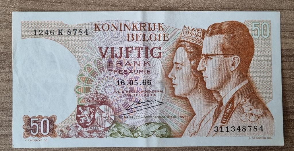 Bankbiljet België - 50 Frank 1966, Postzegels en Munten, Bankbiljetten | België, Ophalen of Verzenden, Los biljet