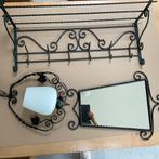 Vintage retro metalen kapstok en spiegel, Huis en Inrichting, Woonaccessoires | Kapstokken, Wandkapstok, Gebruikt, Ophalen of Verzenden