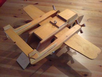 Houten vliegtuig (ca. 42 cm), hand made, uniek beschikbaar voor biedingen