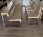 Moderne lederen Eetkamerstoelen en Bank - 3 stoelen, Ophalen, Wit, Zo goed als nieuw, Vier