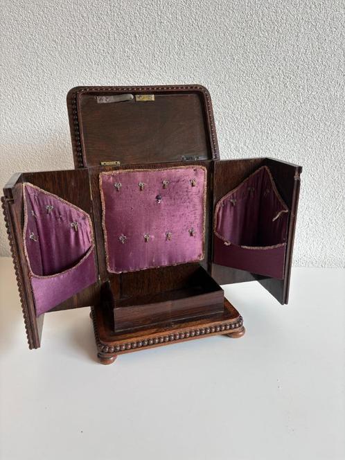 Antieke houten juwelendoos / sieradendoos (ca. 1900), Antiek en Kunst, Curiosa en Brocante, Ophalen of Verzenden