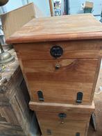 2x  taekhouten kastjes  met klep, Ophalen, Gebruikt, Teakhout, 50 tot 100 cm