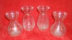 Lot van 4 hyacint glas vaasjes transparant, Ophalen of Verzenden