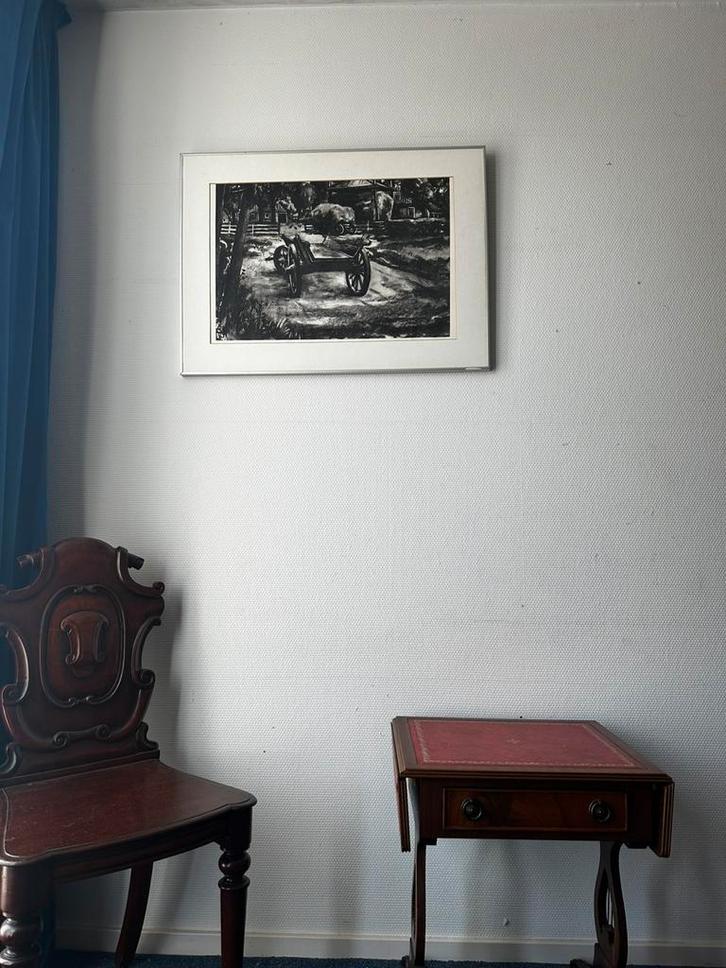 Zwart-wit litho van Bouke van der Sloot – Fries boerenleven, Antiek en Kunst, Kunst | Schilderijen | Abstract, Ophalen of Verzenden