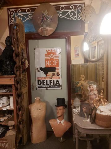 Oud groot emaille reclamebord NOF  Nederlandse olie fabriek beschikbaar voor biedingen