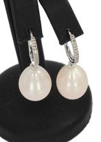 Creolen met 30 diamanten 14k gouden oorbellen parel dames