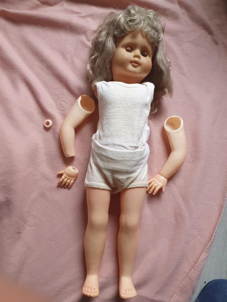 defecte vintage looppop, ca 70 cm hoog, Verzamelen, Poppen, Gebruikt, Pop, Ophalen of Verzenden