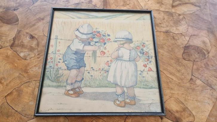 B. Midderigh-Bokhorst Prent - Kinderen met Bloemen, Antiek en Kunst, Kunst | Tekeningen en Foto's, Ophalen of Verzenden