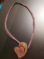 Waxkoordketting grote harthanger met strass, Overige materialen, Met strass, Nieuw, Ophalen of Verzenden