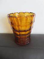 Copier Leerdam amber pers glazen vaas, art deco design, Antiek en Kunst, Verzenden