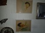 2 mooie leuke oude baby schilderijen, Huis en Inrichting, Woonaccessoires | Schilderijen, Tekeningen en Foto's, Minder dan 50 cm