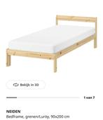 Bedframe, Ophalen, 90 cm, Eenpersoons, Bruin