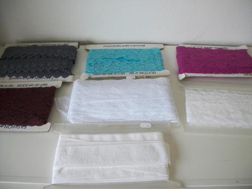 Kant Band - Grijs Wit Rose Blauw - 5 / 6,5 - Nieuw - p.meter, Hobby en Vrije tijd, Naaien en Fournituren, Nieuw, Kant, Ophalen of Verzenden